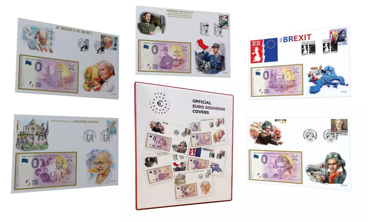 Official Euro Souvenir Covers - 5 cartas com album