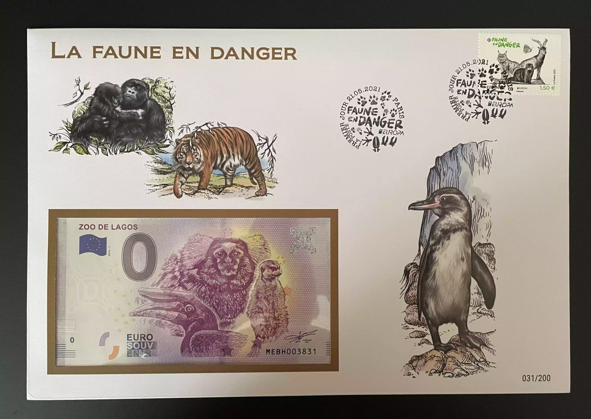 Official Euro Souvenir Cover - Threatened Fauna (Paris)