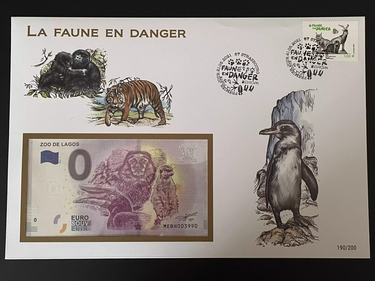 Official Euro Souvenir Cover - Threatened Fauna (Strasbourg)