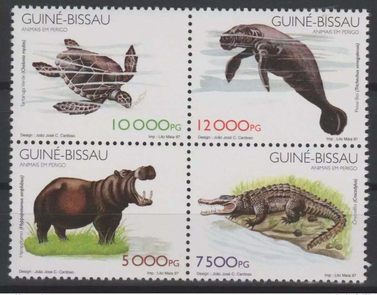 Guinée Bissau 1997 Mi. 1249 - 1251 Fauna Mammals menacée Block of 4 stamps MNH