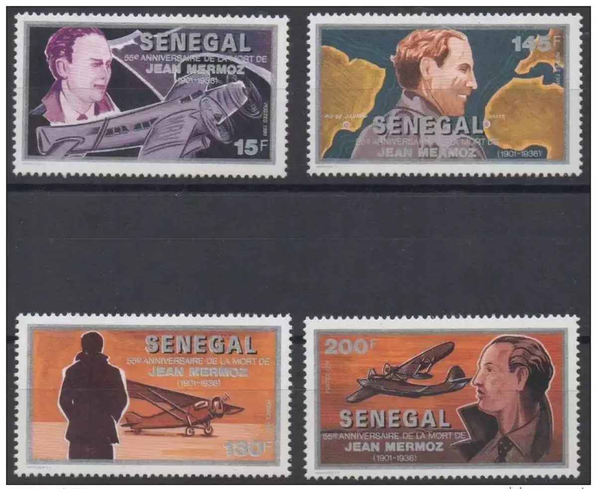 Senegal 1991/1993 Aviator Jean Mermoz 1901-1936 Mi. A1252 - D1252 4.val MNH
