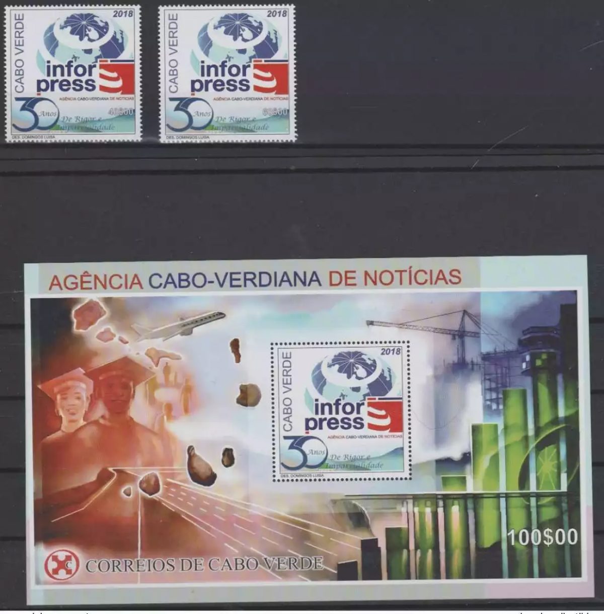 Cabo Verde 2018 Mi. 1050-1 Bl. 48 Inforpress Agentur 30 years 2 val. + S/S MNH
