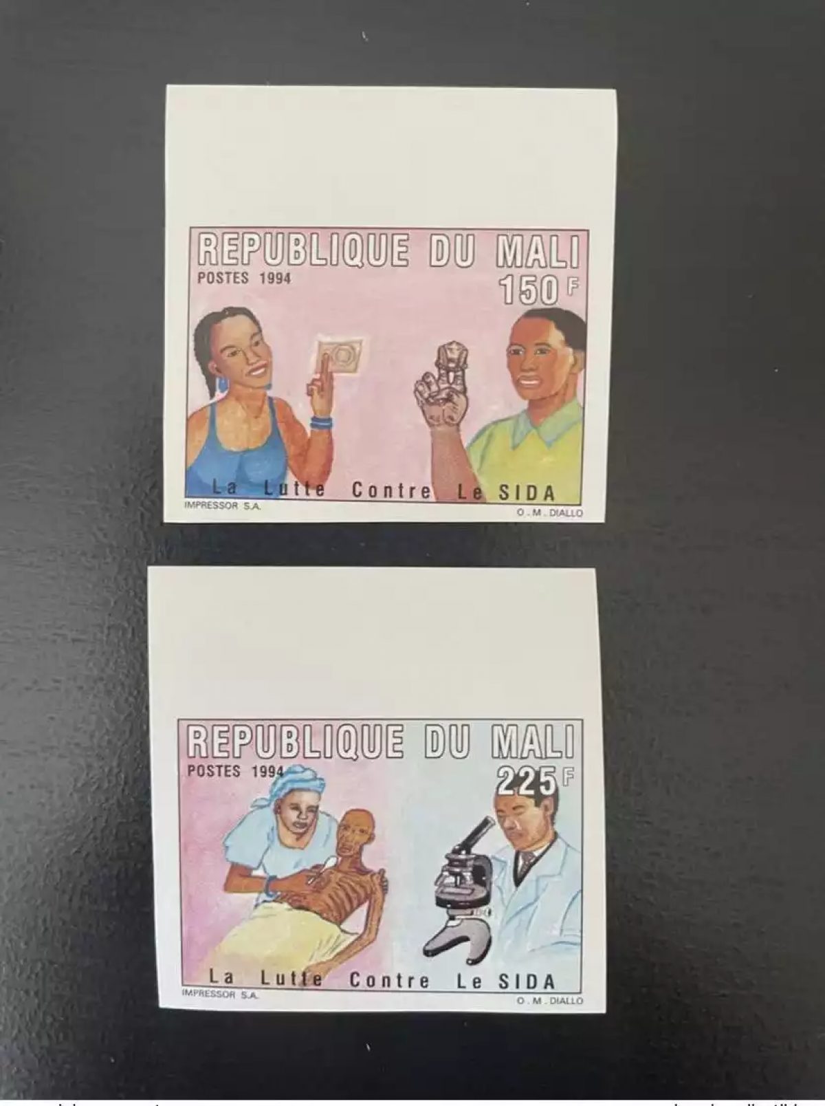 Mali 1994 Mi. 1323 - 1324A ND Imperf Lutte contre le SIDA maladie 2 val. MNH**