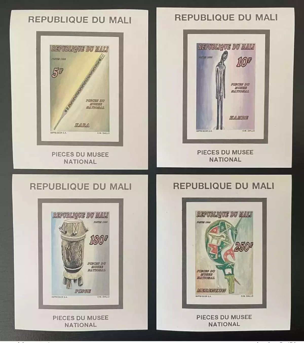 Mali 1996 Mi. Bl. A91 B- D91 B IMPERF Blocks S/S Museum Parts Art MNH**