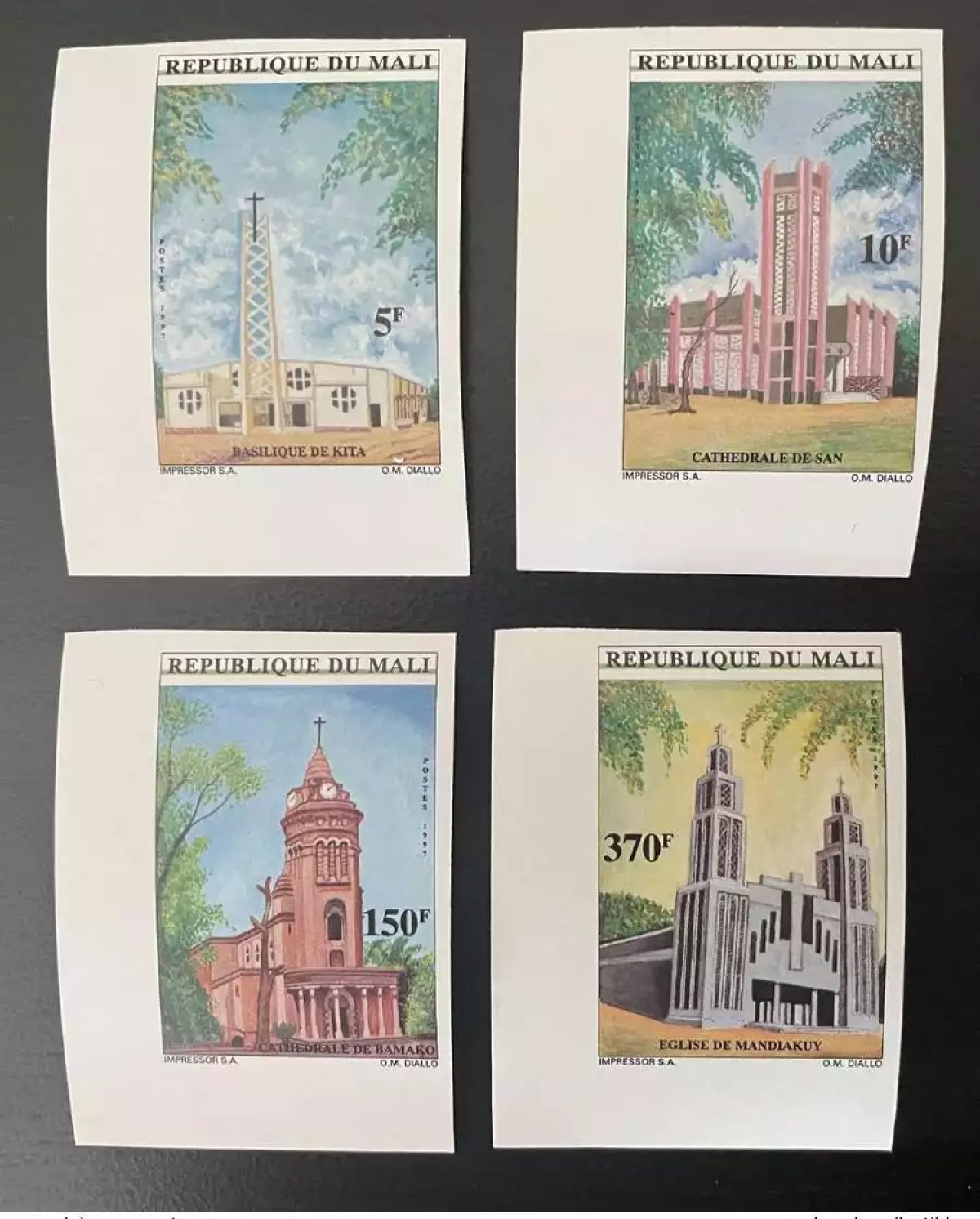 Mali 1997 Mi. 1871 - 1874 ND IMPERF Eglise Kita San Bamako Mandiakuy MNH**