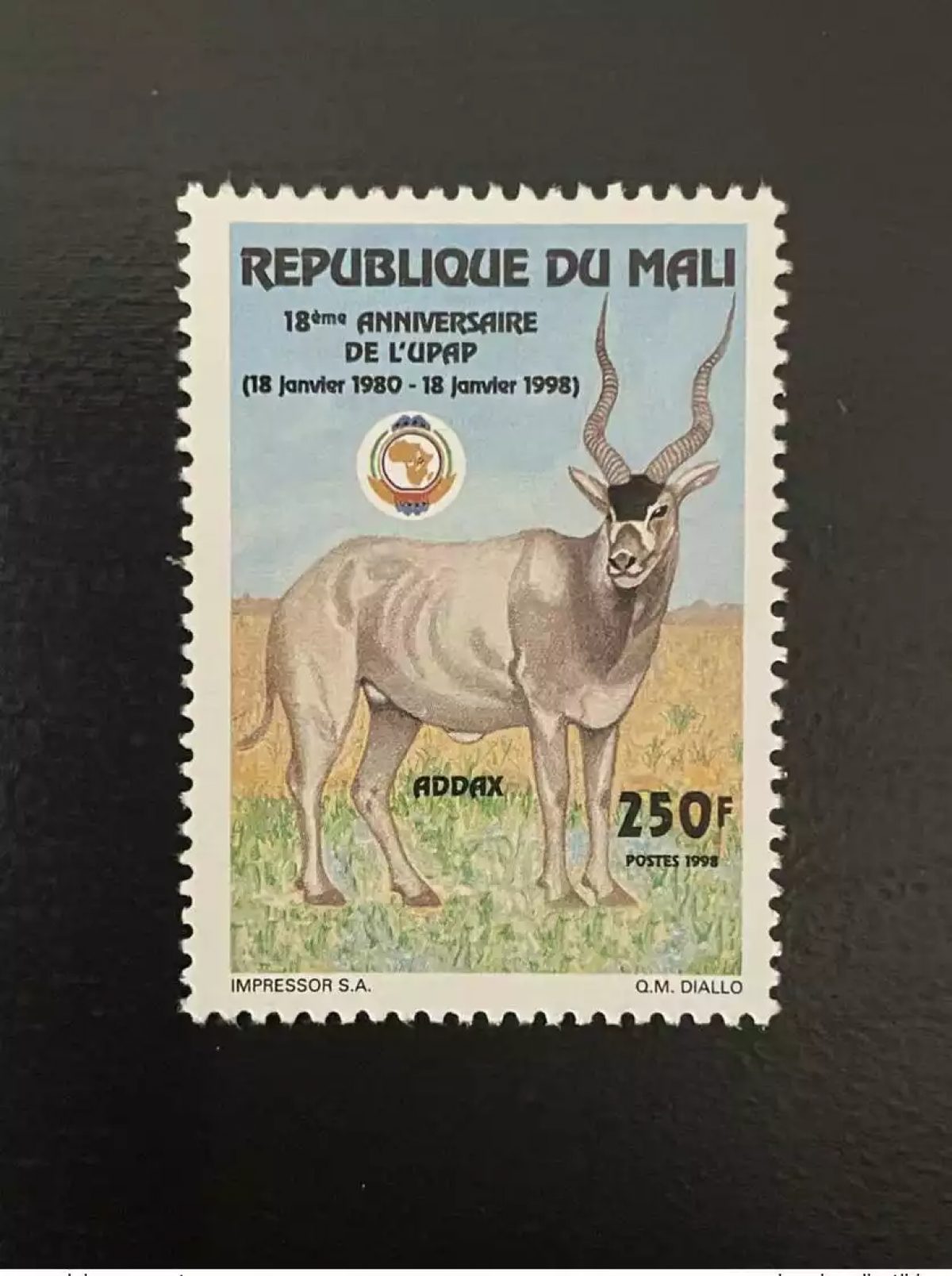 Mali 1998 Mi. 1973 18 years Jahre ans PAPU UPAP Addax faune Fauna Map Karte MNH