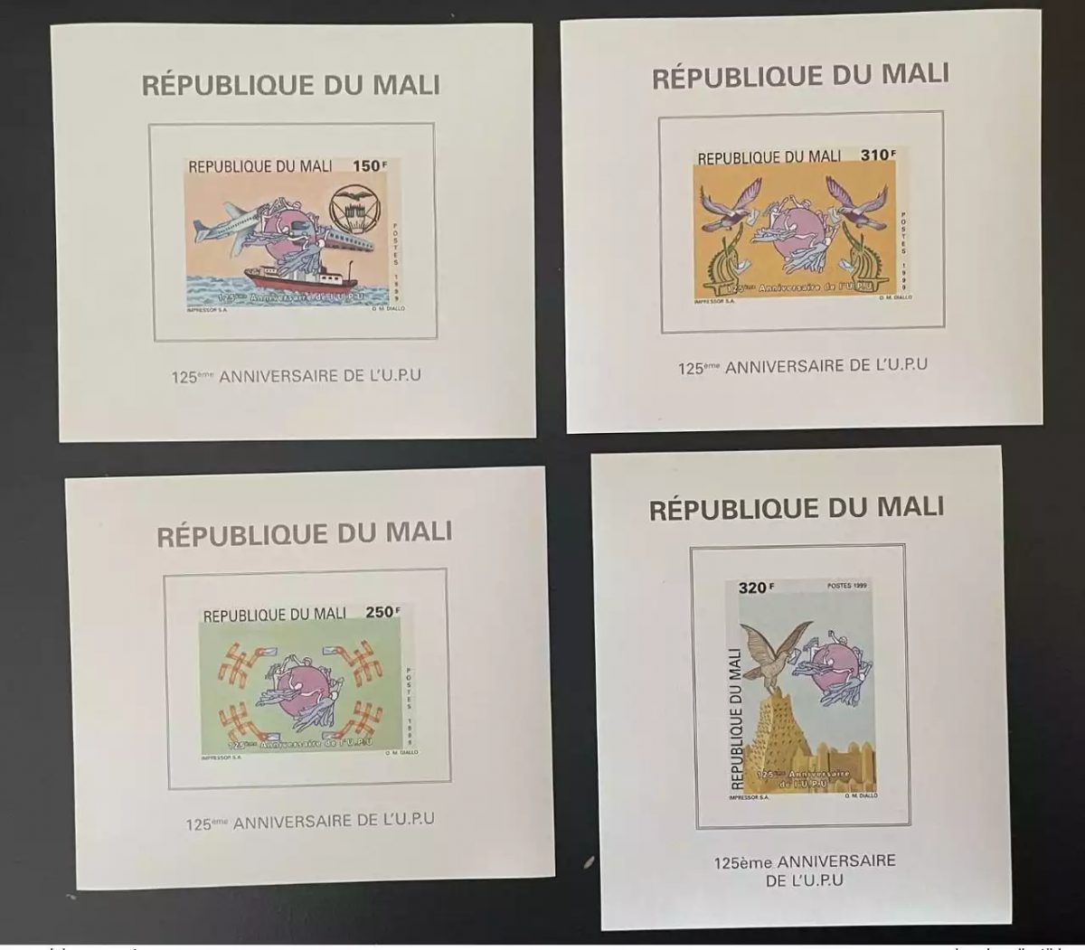 Mali 1999 Mi. 2439 - 2442 Blocs S/S 125ème Anniversaire UPU Weltpostverein MNH**