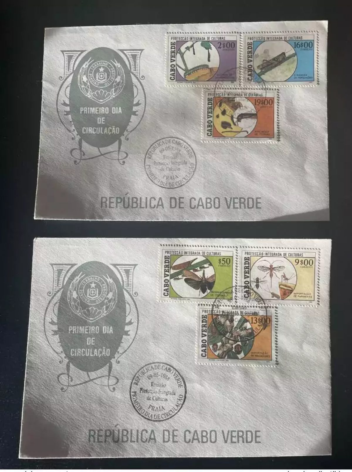 Cabo Verde 1988 Mi. 528 - 533 FDC Protecçao integrada culturas Plants Insects