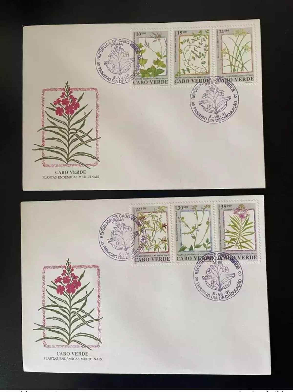 Cabo Verde 1991 Mi. 614 - 619 FDC Endemic Plants Plantes Endémiques Médicinales