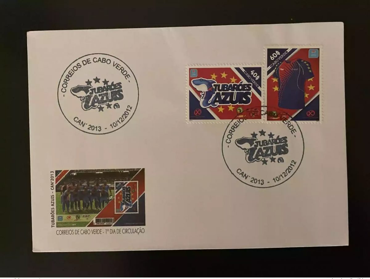 Cabo Verde 2012 Mi. 1018 - 1019 FDC Football Tubaroes Azul CAN 2013 Requin Faune