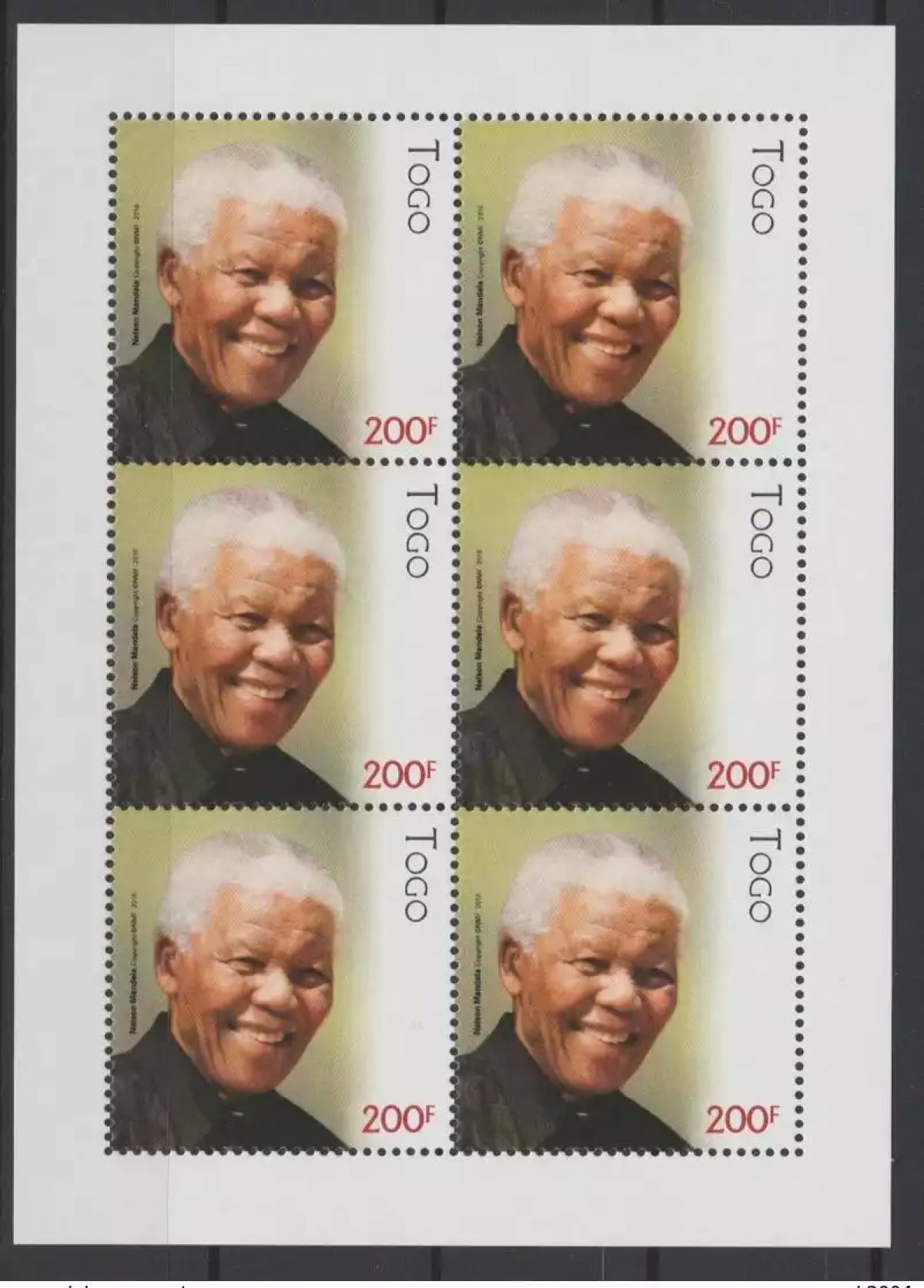 Togo 2018 Mi.? M/S Joint Issue PAN African Postal Nelson Mandela 100 years