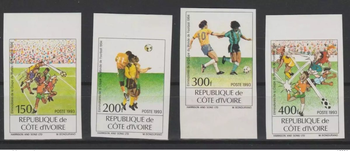 Côte d'Ivoire 1994 Mi. 1101-1104 IMPERF ND FIFA Coupe du Monde Football USA