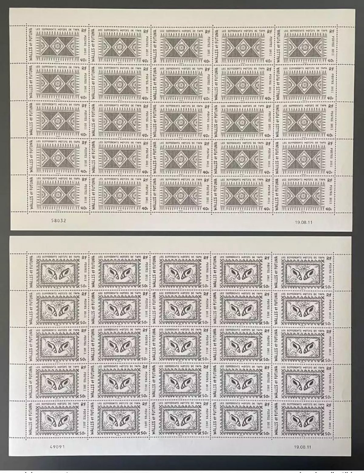 Wallis und Futuna 2011 YT 755-756 Kunsthandwerk Bogen Komplett MNH**