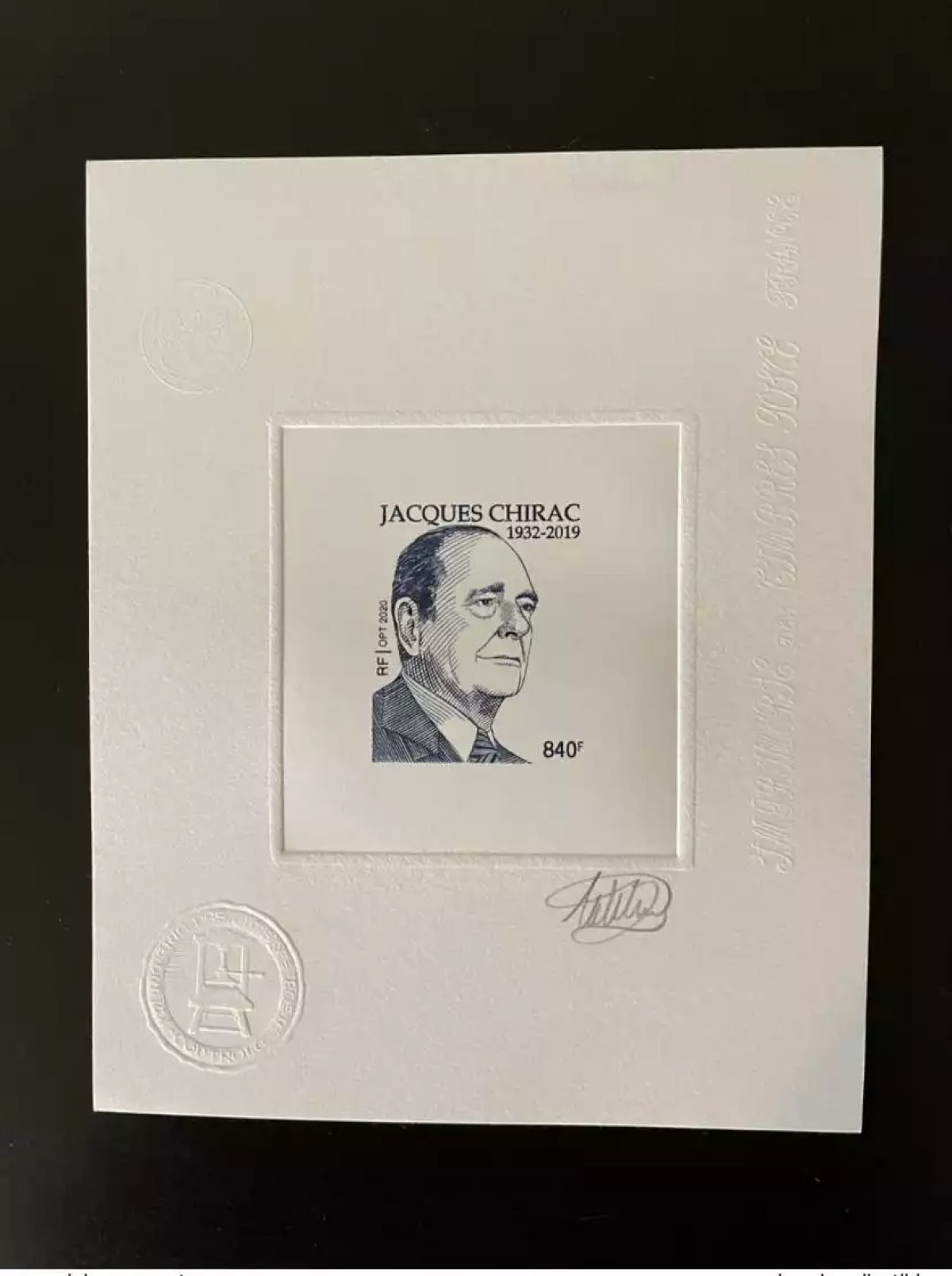 New Caledonia 2020 Jacques Chirac artist's proof 1932 - 2019 BLEU BLUE