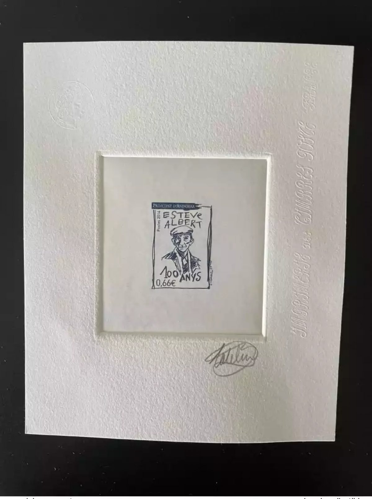 Andorra 2014 YT 761 Artist's proof Albert Estève 100 years old poet Catelin Bleu