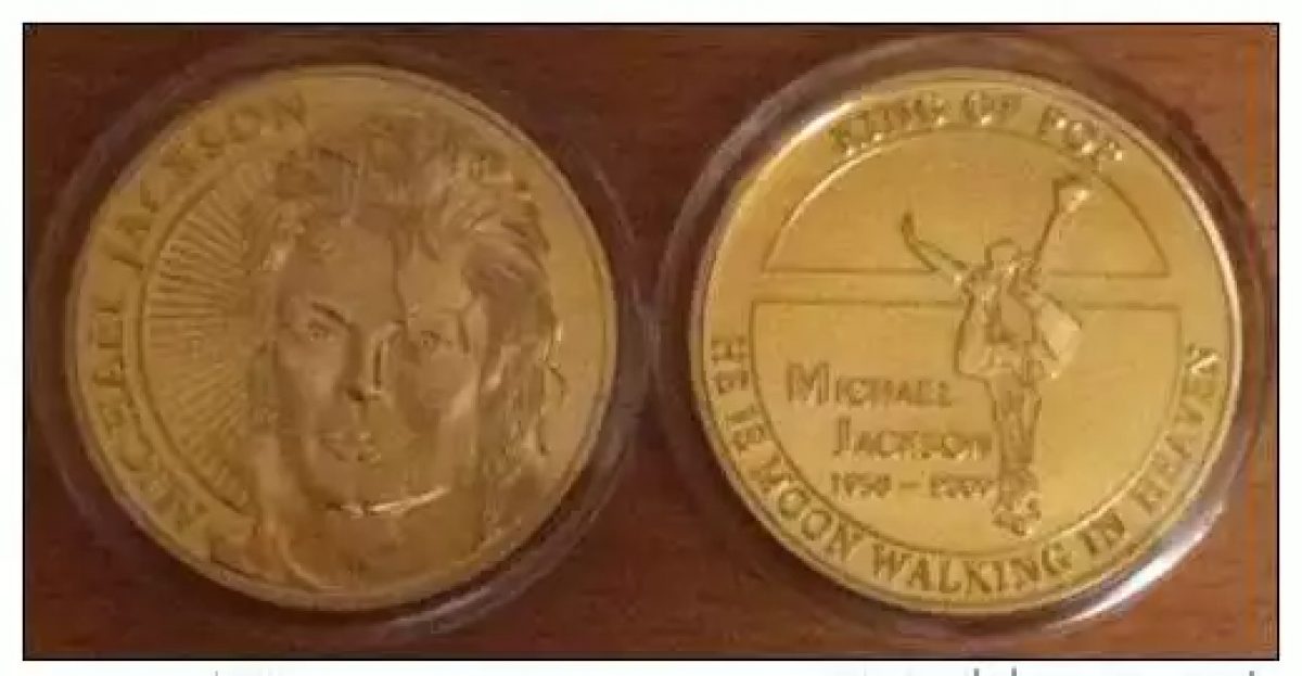 MICHAEL JACKSON MEDAILLE DOREE VERGOLDET KING OF POP MÜNZE GOLD model 2