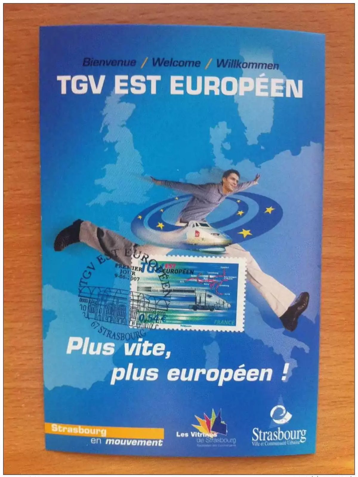 FRANCE 2007 MAXI UNPUBLISHED EAST EUROPEAN TGV CARD No. 4061 CACHET STRASBOURG