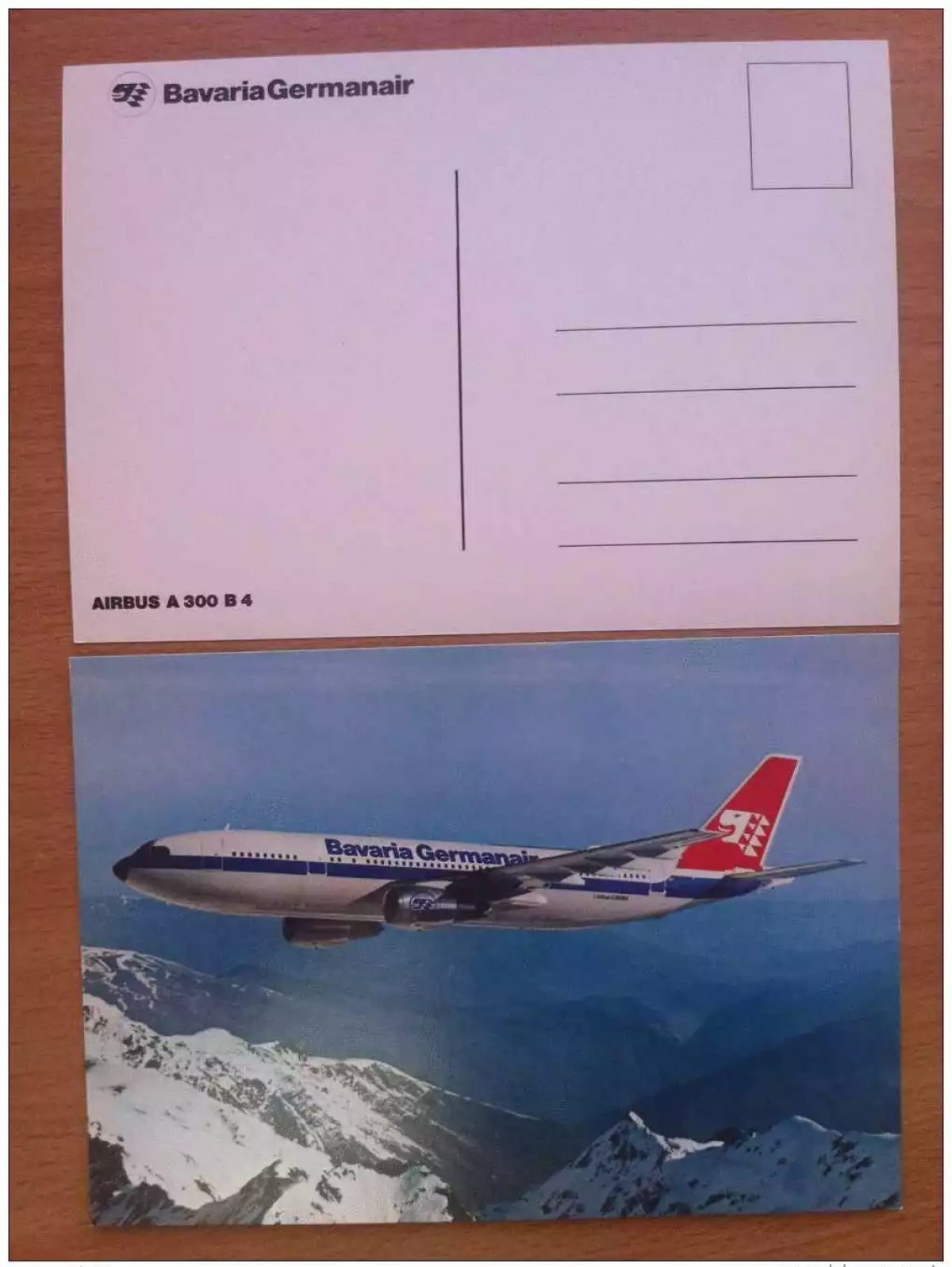 FRANCE POSTCARD BAVARIA GERMANAIR AIRBUS A300 B4 PLANE FLUGZEUG