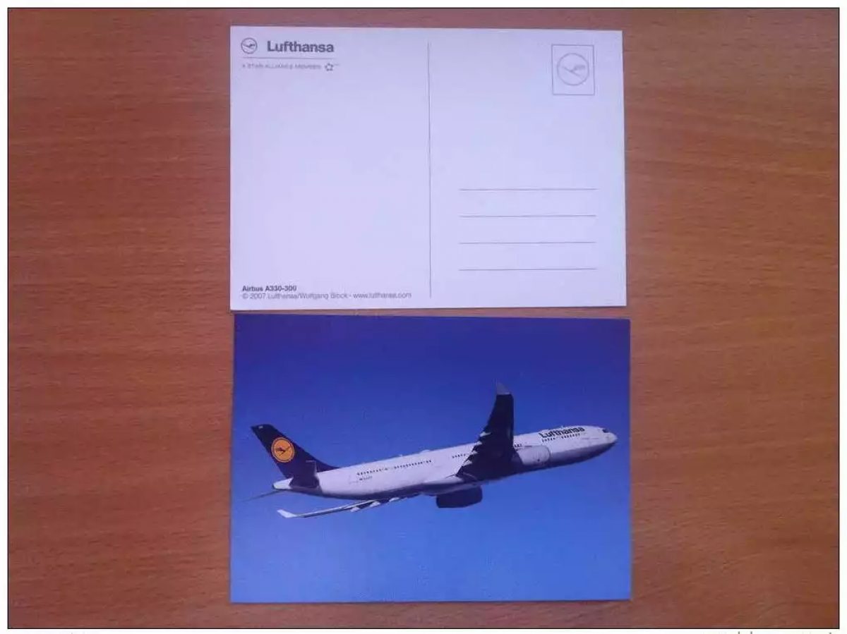 FRANCE POSTCARD LUFTHANSA STAR ALLIANCE AIRBUS A330-300 2007 PLANE