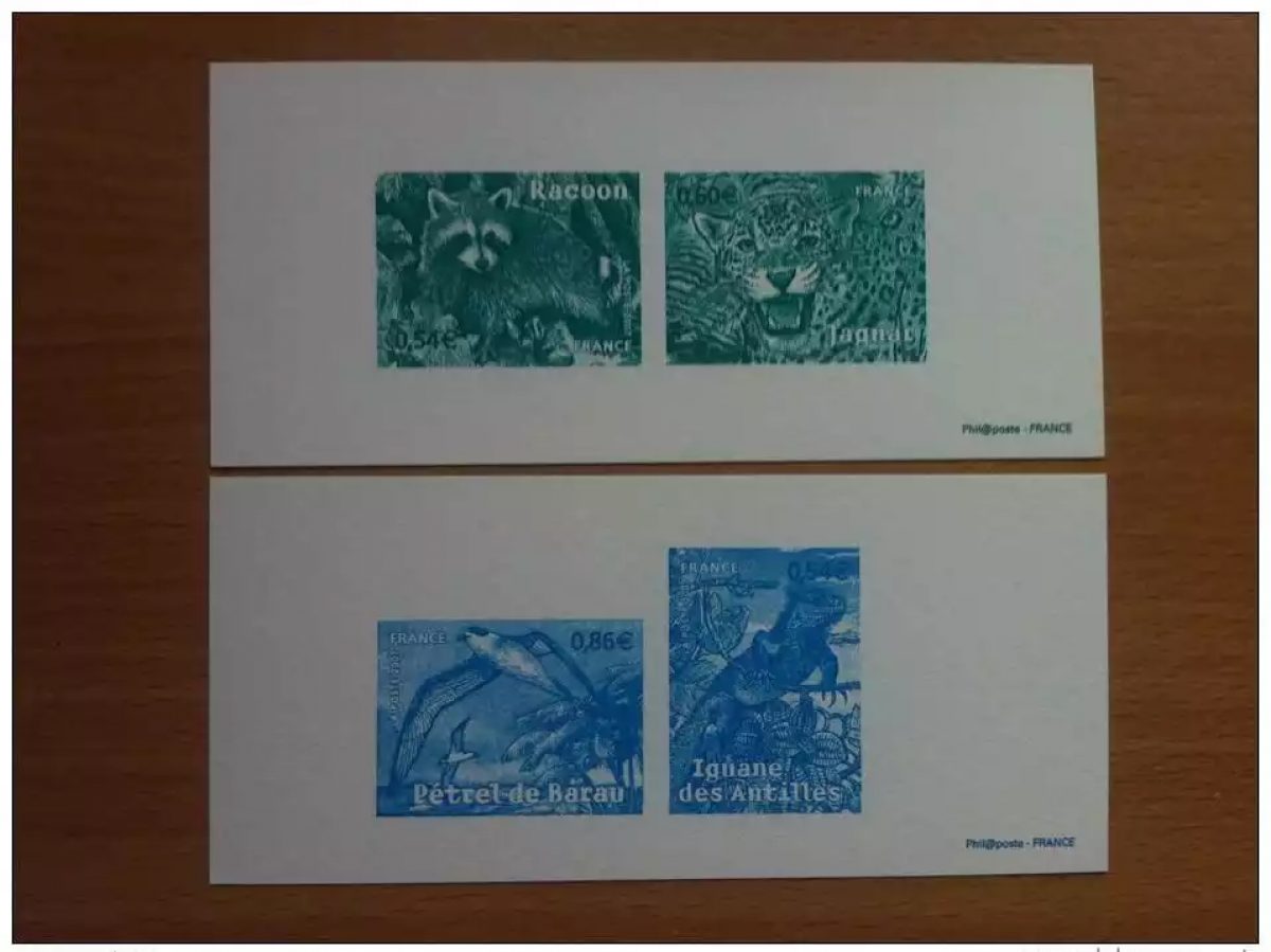 FRANCE 2007 -ENGRAVINGS EXT. 4033 TO 4036 NATURE ENDANGERED WILDLIFE