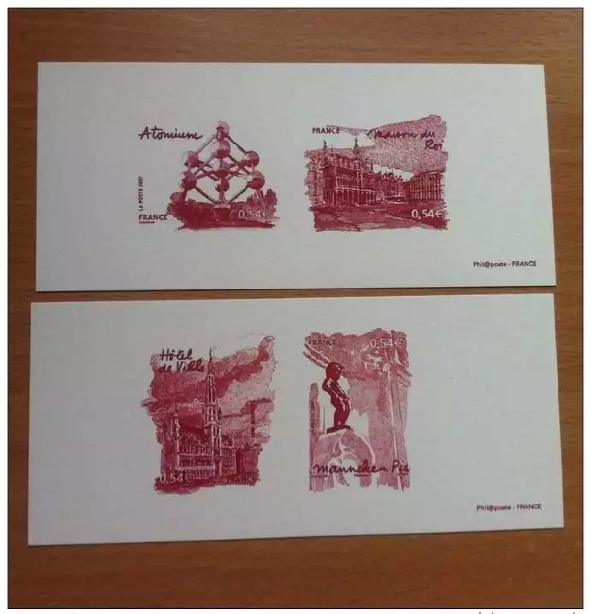FRANCE 2007 - ENGRAVINGS POST 4073 TO 4076 EUROPEAN CAPITALS BRUSSELS
