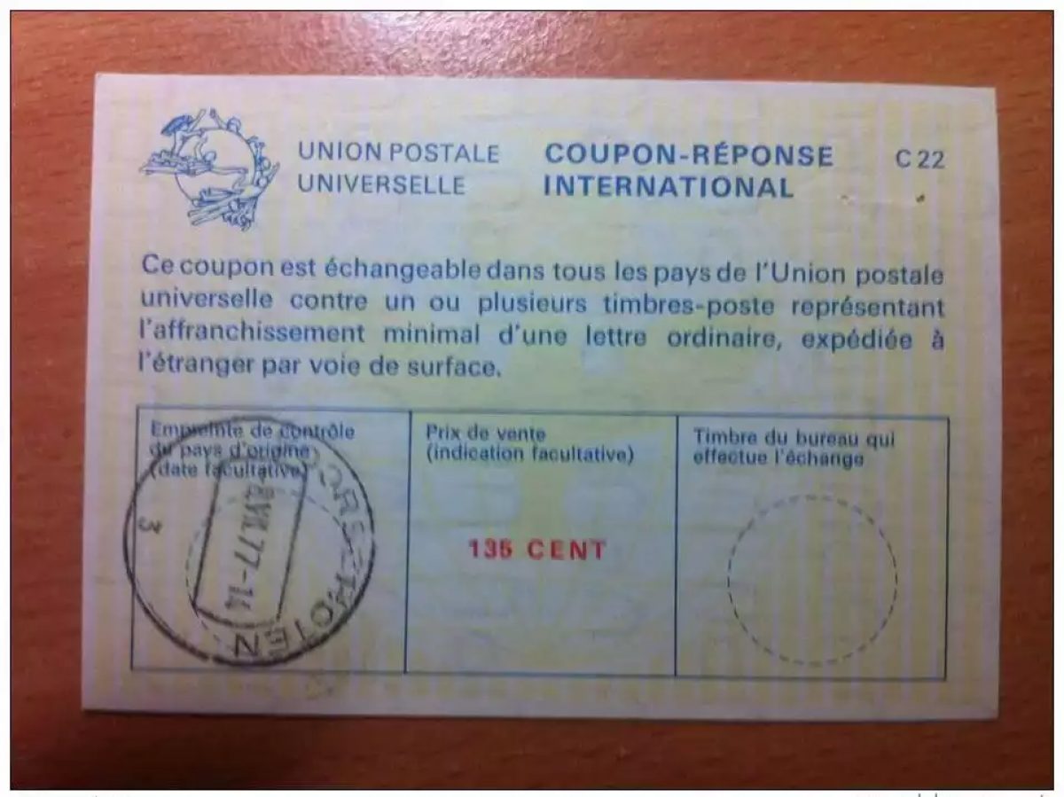 Pays-Bas 135 Cent 08.07.1977 UPU Union Postale COUPON-REPONSE INTERNATIONAL C22