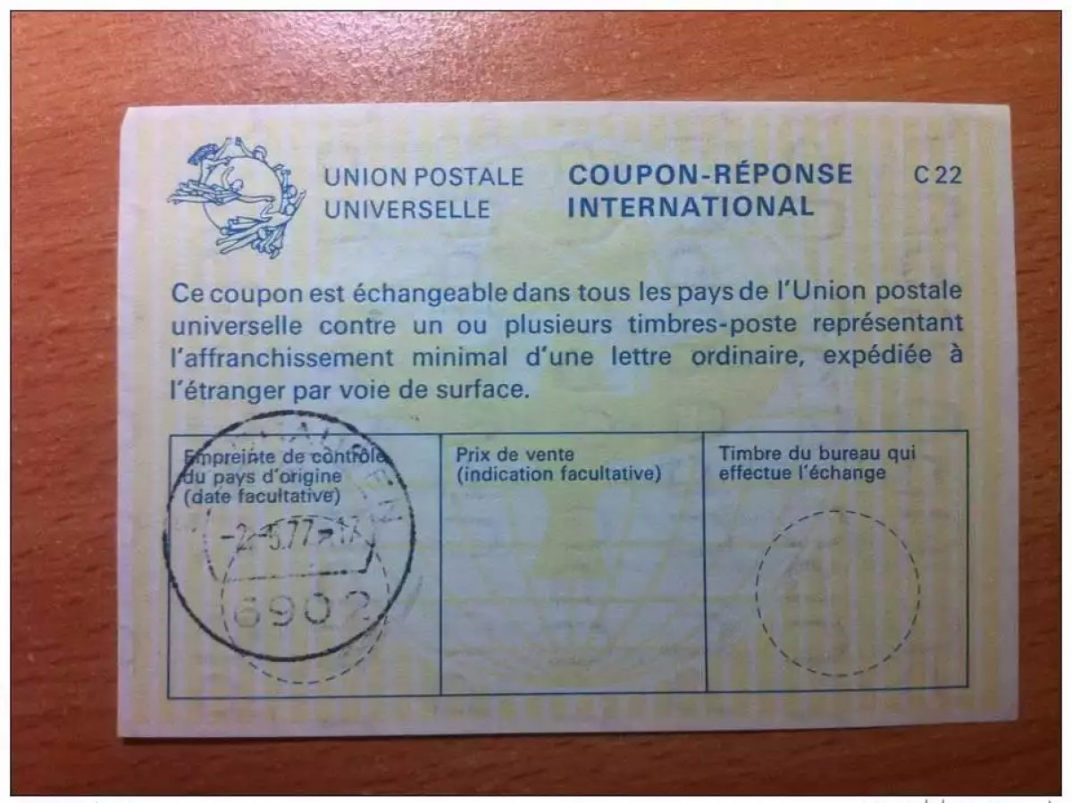 Allemagne Hausen?? 2.5.1977 UPU Union Postale COUPON-REPONSE INTERNATIONAL C22