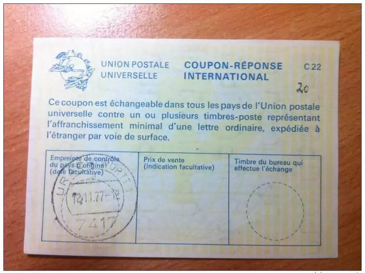 Allemagne Urach Württemberg 12.11.1977 UPU COUPON-REPONSE INTERNATIONAL C22