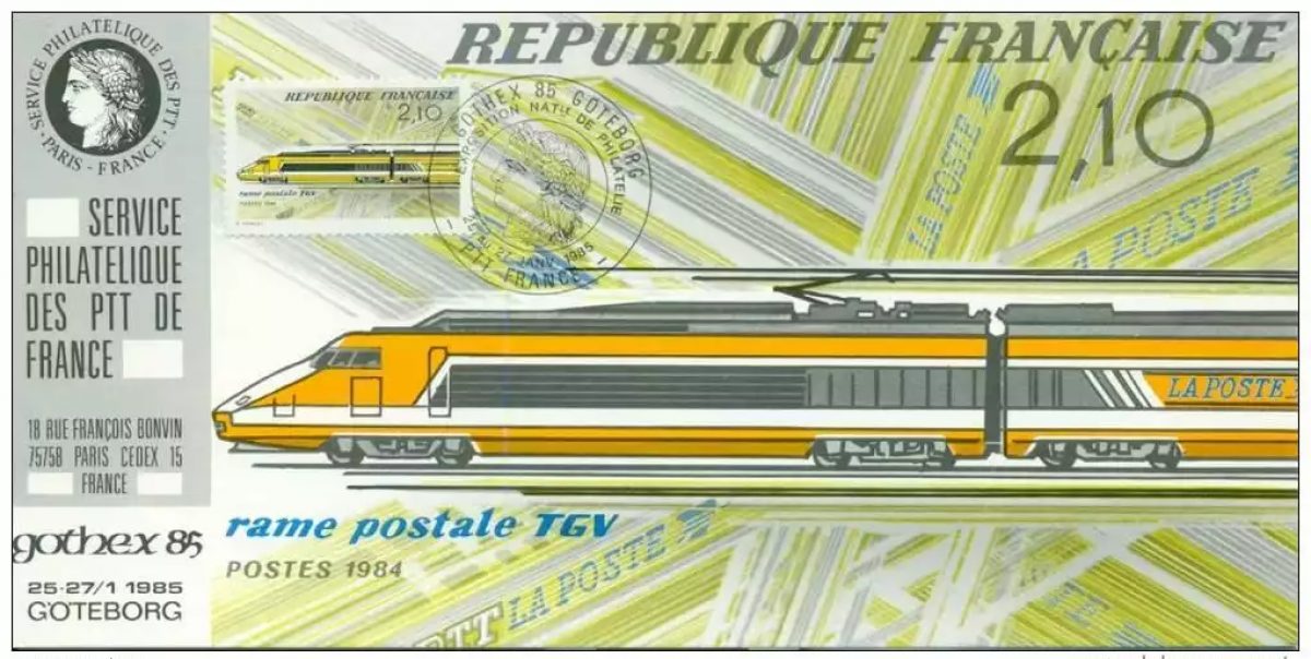 009 Offizielle Karte GOTHEX Schweden 1985 Frankreich FDC TGV