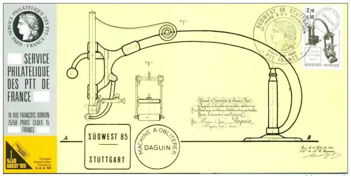 011 Offizielle Karte Ausstellung Sindelfingen 1985 Frankreich Daguin Stempel