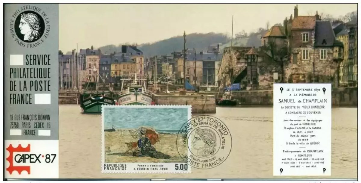 038 Offizielle Karte Ausstellung Canada Capex FDC 1987 Frankreich Eugène Boudin