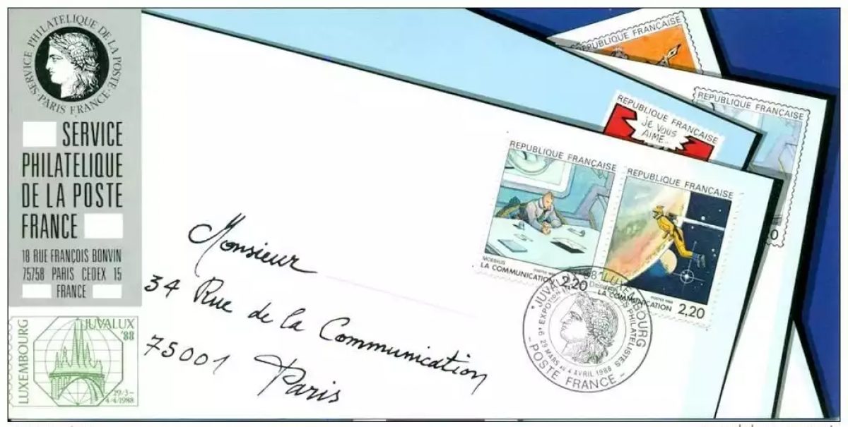 045 Carte officielle Exhibition Luxembourg FDC 1988 France Espace Space lune