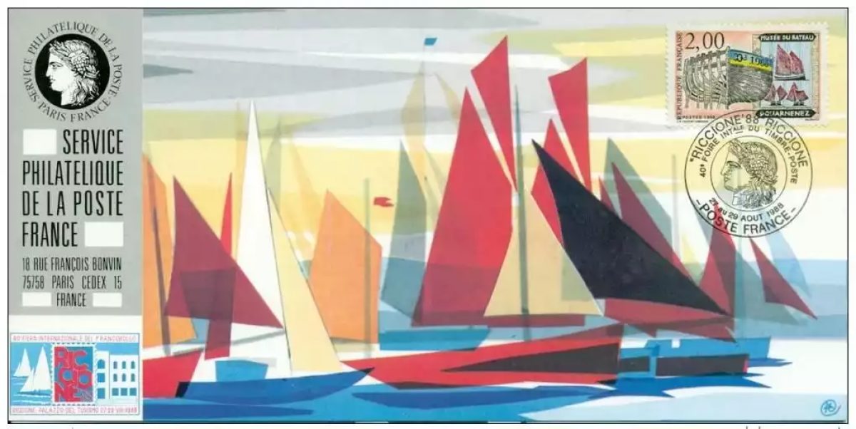 048 Carte officielle Exhibition Riccione 1988 France Musée du Bateau Voile
