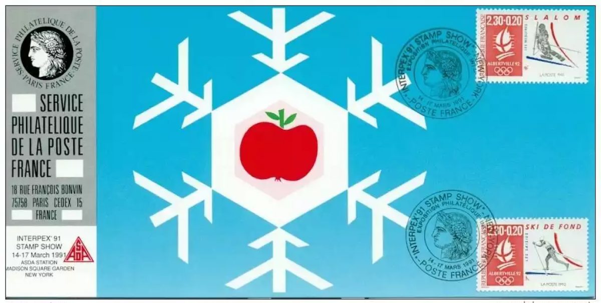 073 Offizielle Karte New York 1991 Frankreich FDC Olympische Spiele Ski