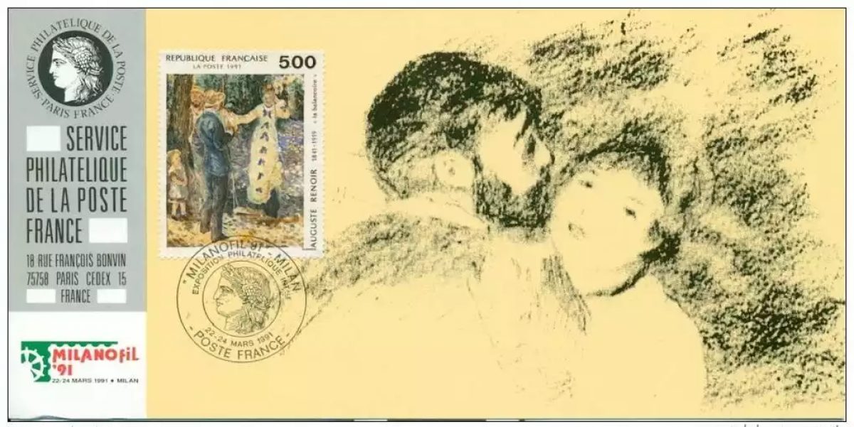 074 Offizielle Karte Milanofil 1991 Frankreich FDC Kunst Auguste Renoir