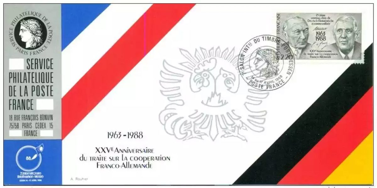 046 Carte officielle Exhibition Essen 1988 France Emission Commune De Gaulle
