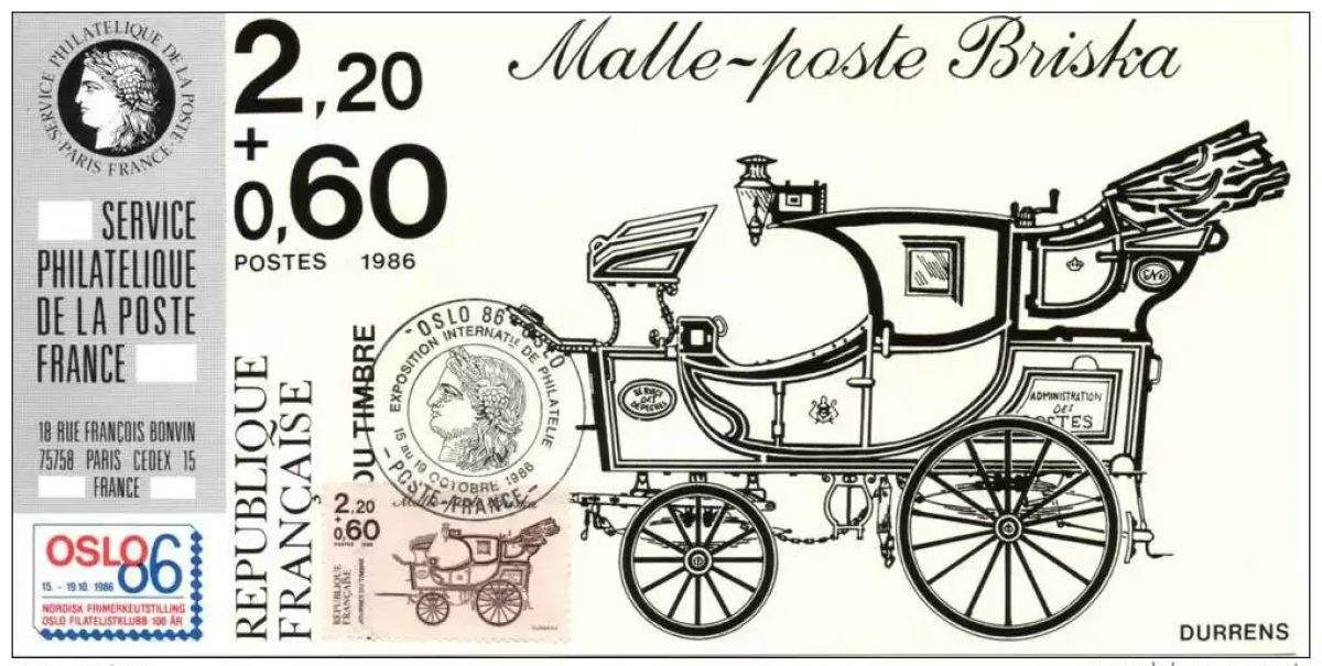 034 Offizielle Karte Ausstellung Oslo 1986 Frankreich FDC Briefmarkentag Briska