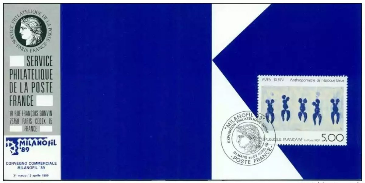 054 Offizielle Karte Milanofil 1989 Frankreich FDC Yves Klein abstrakt