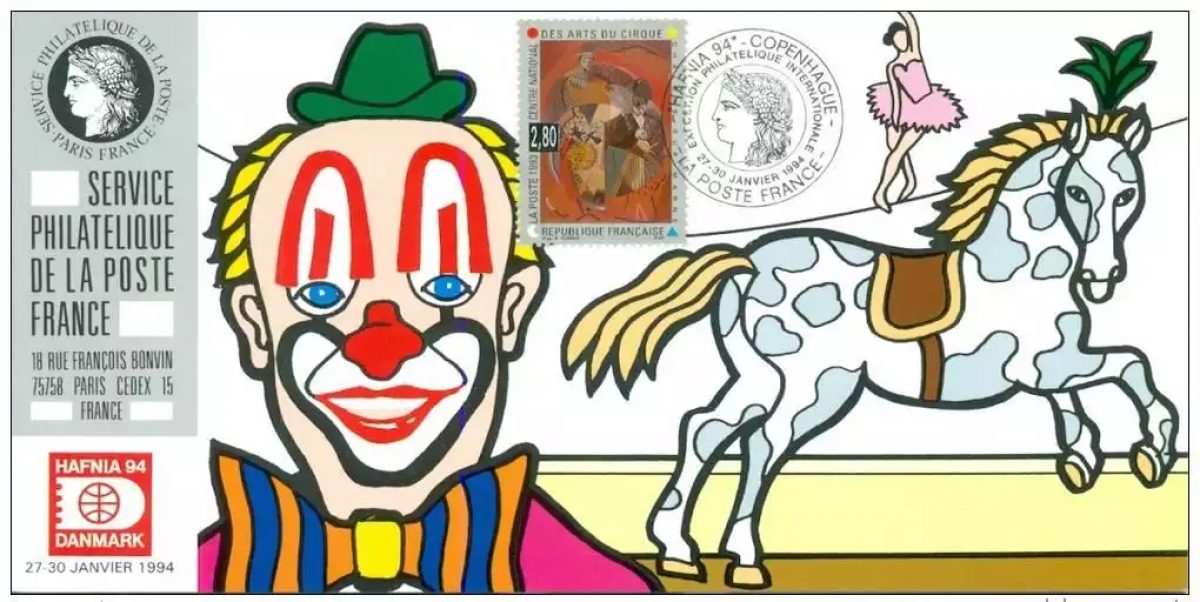 113 Carte officielle Exhibition Danmark 1994 FDC Cirque Circus Clown Cheval