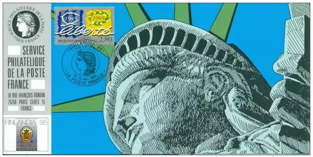 131 Official Helsinki Exhibition Card 1995 FDC Europa CEPT Miss Liberty
