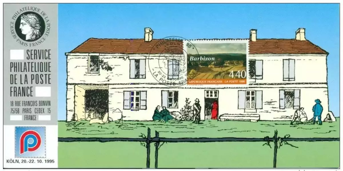 135 Official map Exhibition Cologne 1995 FDC Barbizon Maison Mas Yvert 2970