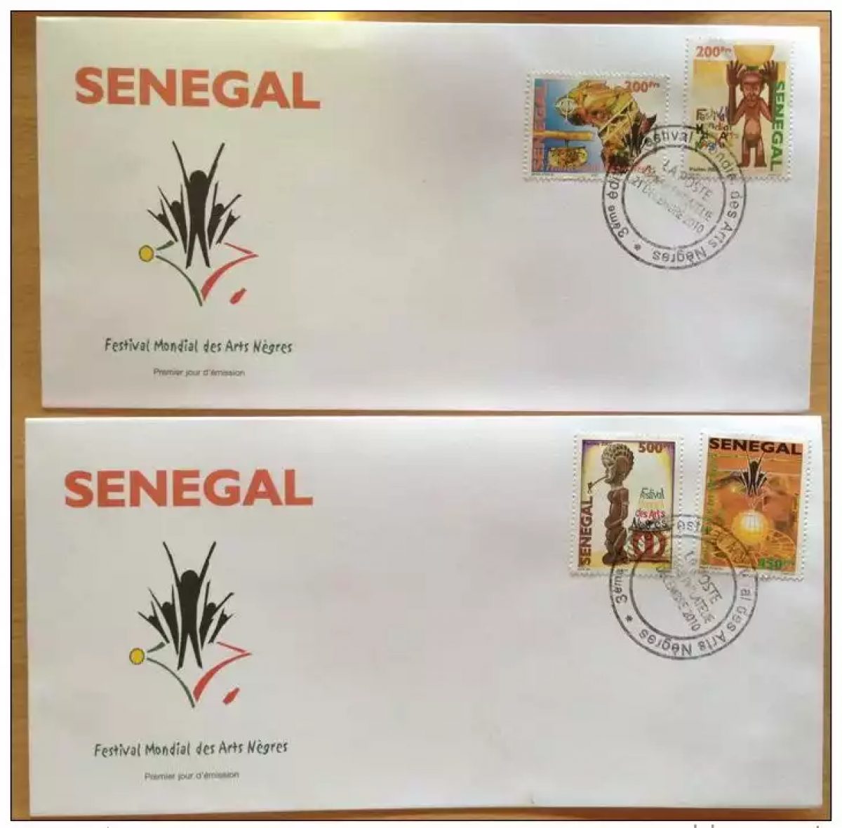 Senegal 2007/2010 FDC 1st day FESTIVAL MONDIAL DES ARTS NEGRES ART 4 val.