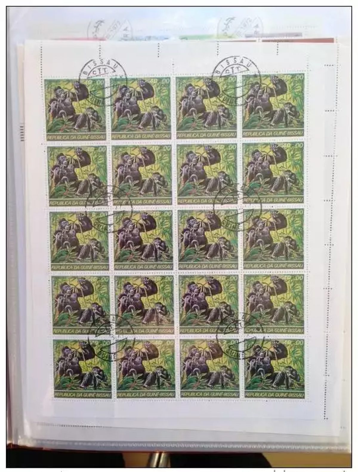 Guinée-Bissau Faune Gorille Singe Monkey Ape feuille sheet of 20 RARE used