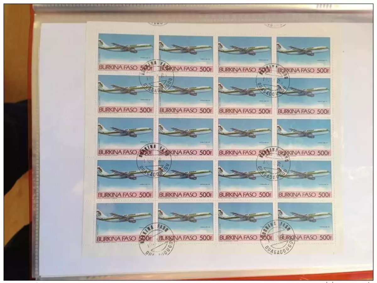 Burkina Faso Airplane AIRBUS A300 - B4 & 2 sheets of 20 RARE used