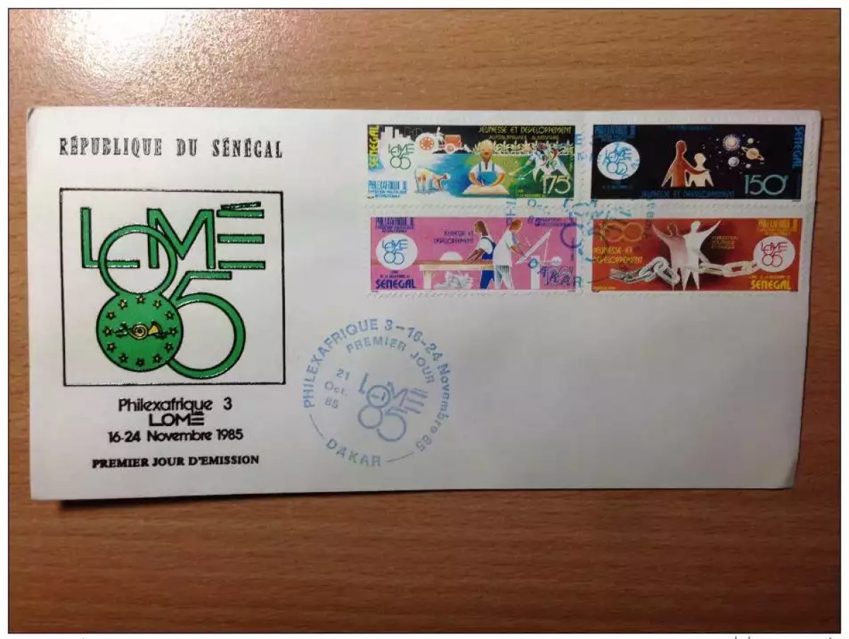 Senegal FDC 1985 Philexafrique 3 Lomé Togo Jugend und Entwicklung