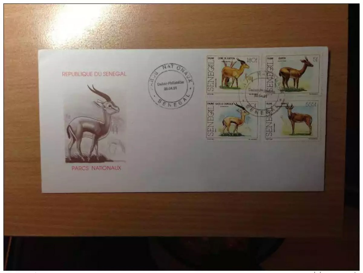 Senegal FDC 1st first day 1991 Fauna National Parks Gazelles Gazellen