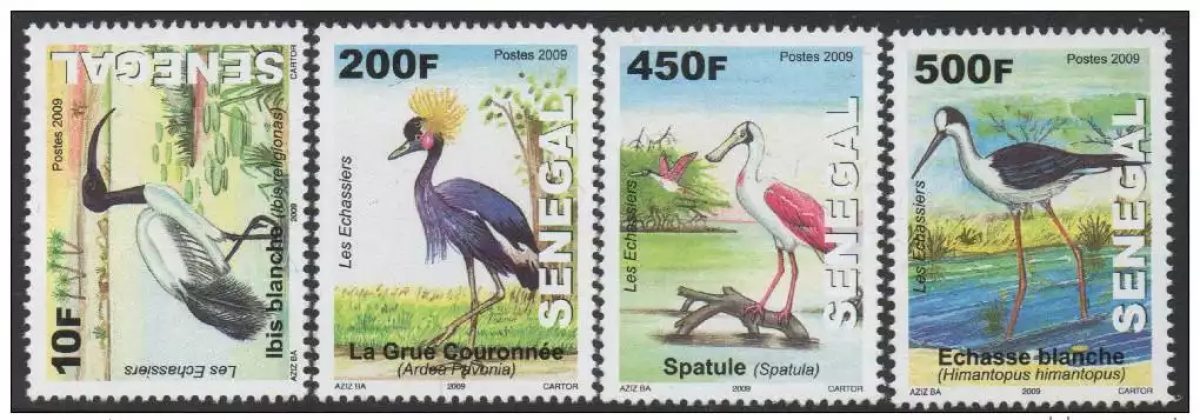 Senegal 2009/2011 the waders Wading Birds Wildlife 4 val. RARE MNH