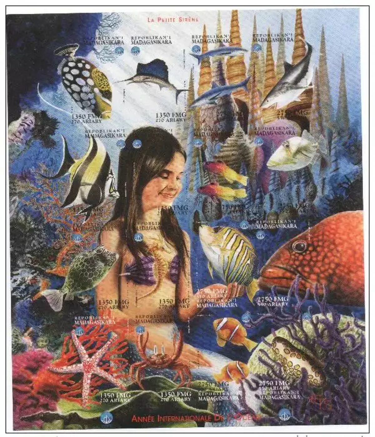 Madagascar 1998 IMPERF International Year Ocean Fishes sheet
