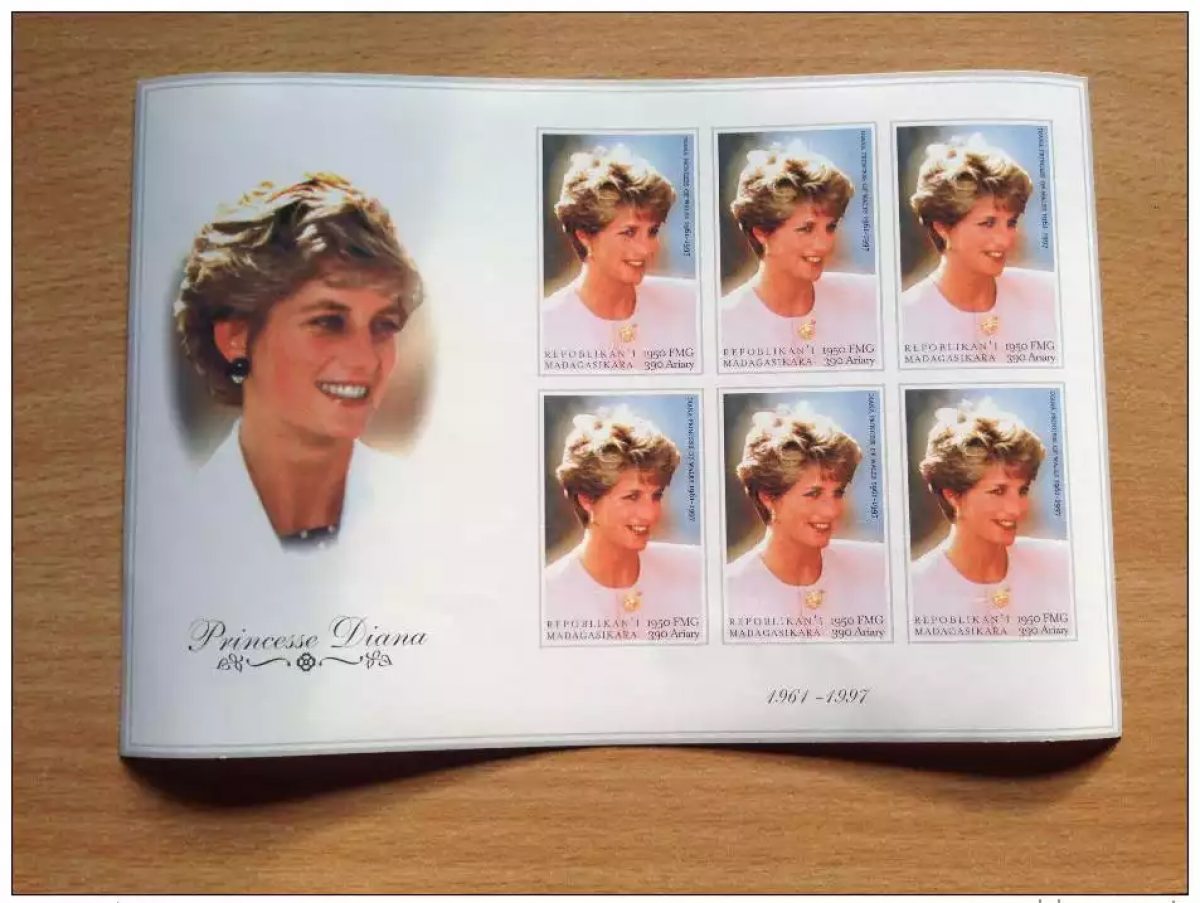 Madagascar 1999 IMPERF NON LACED block-sheet Block Lady Diana Spencer**