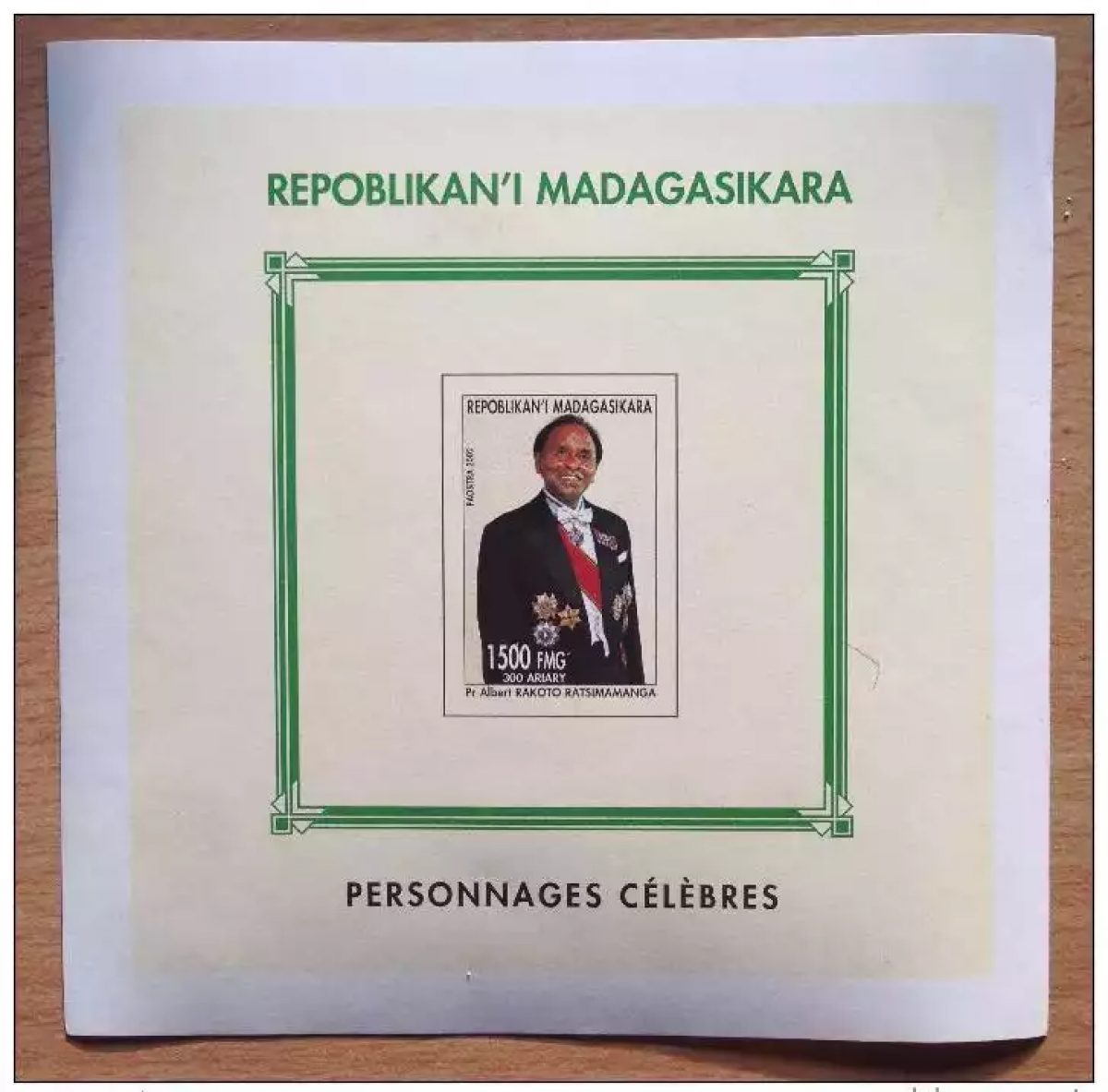 Madagascar 2002 IMPERF ND bloc sheet Pr. Albert Rakoto Ratsimamanga RARE**
